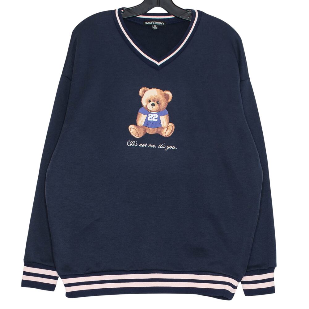 Sweatshirt Bear Its Not Me Its You Y2K Coquette Dark Academia Preppy Blue Medium
